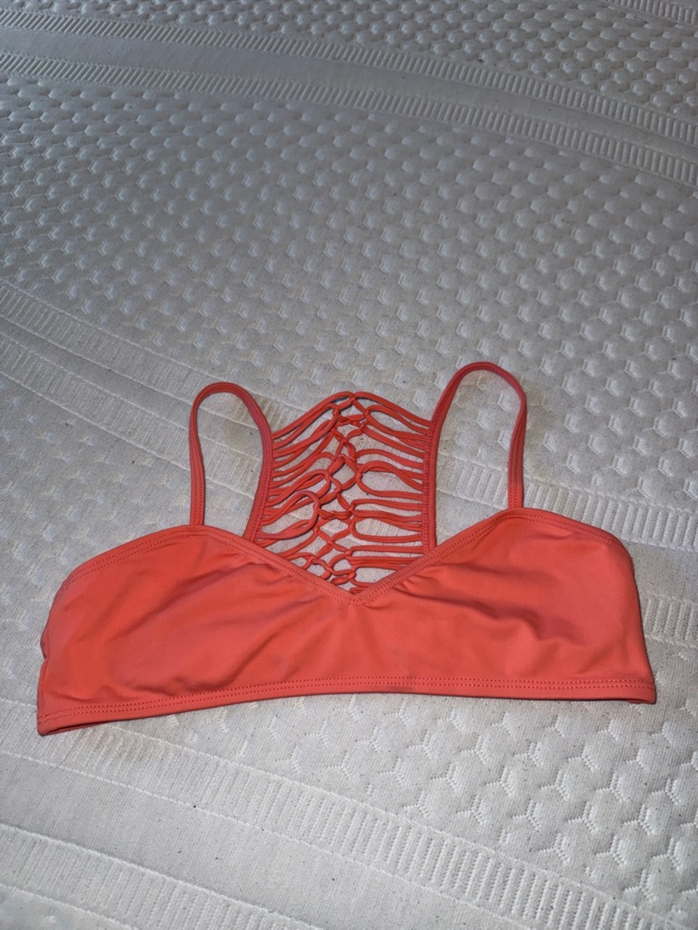 Siempre Golden Coral Strappy Back Bikini Top